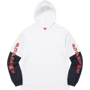 Supreme FW22 Layered Hooded L/S White Long Sleeve Top Shirt Jersey Hoodie XL